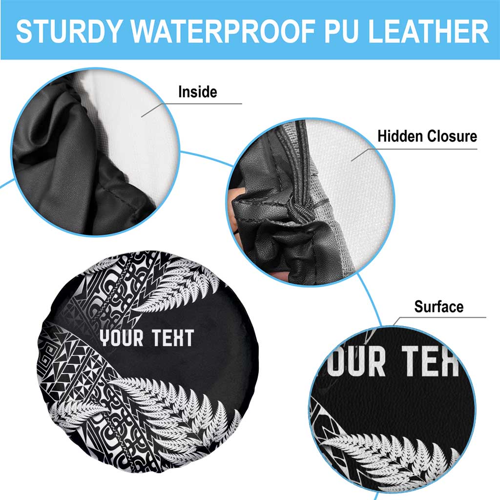 New Zealand Rugby Pacific Personalised Spare Tire Cover All Black Maori Pasifika Fern Pattern LT9 - Polynesian Pride