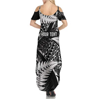 New Zealand Rugby Pacific Personalised Summer Maxi Dress All Black Maori Pasifika Fern Pattern LT9 - Polynesian Pride