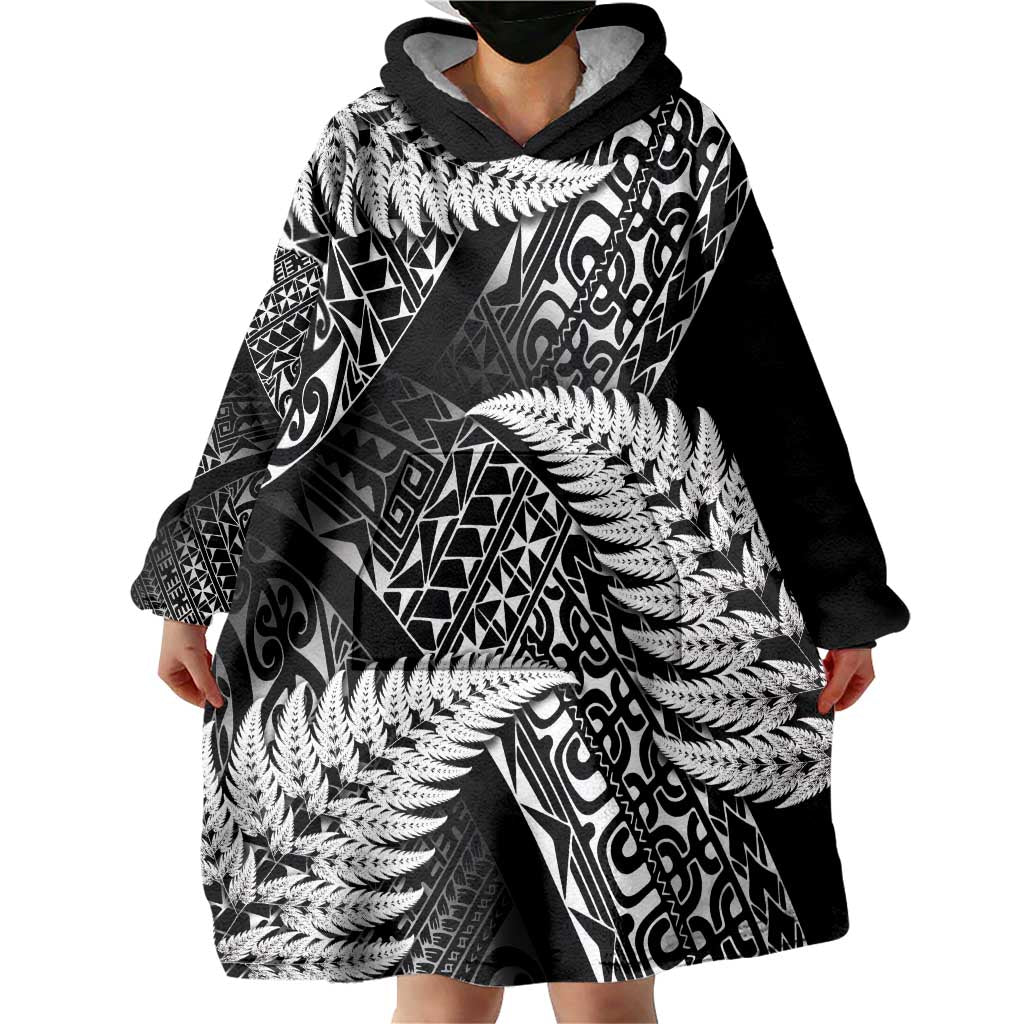 New Zealand Rugby Pacific Personalised Wearable Blanket Hoodie All Black Maori Pasifika Fern Pattern LT9 - Polynesian Pride