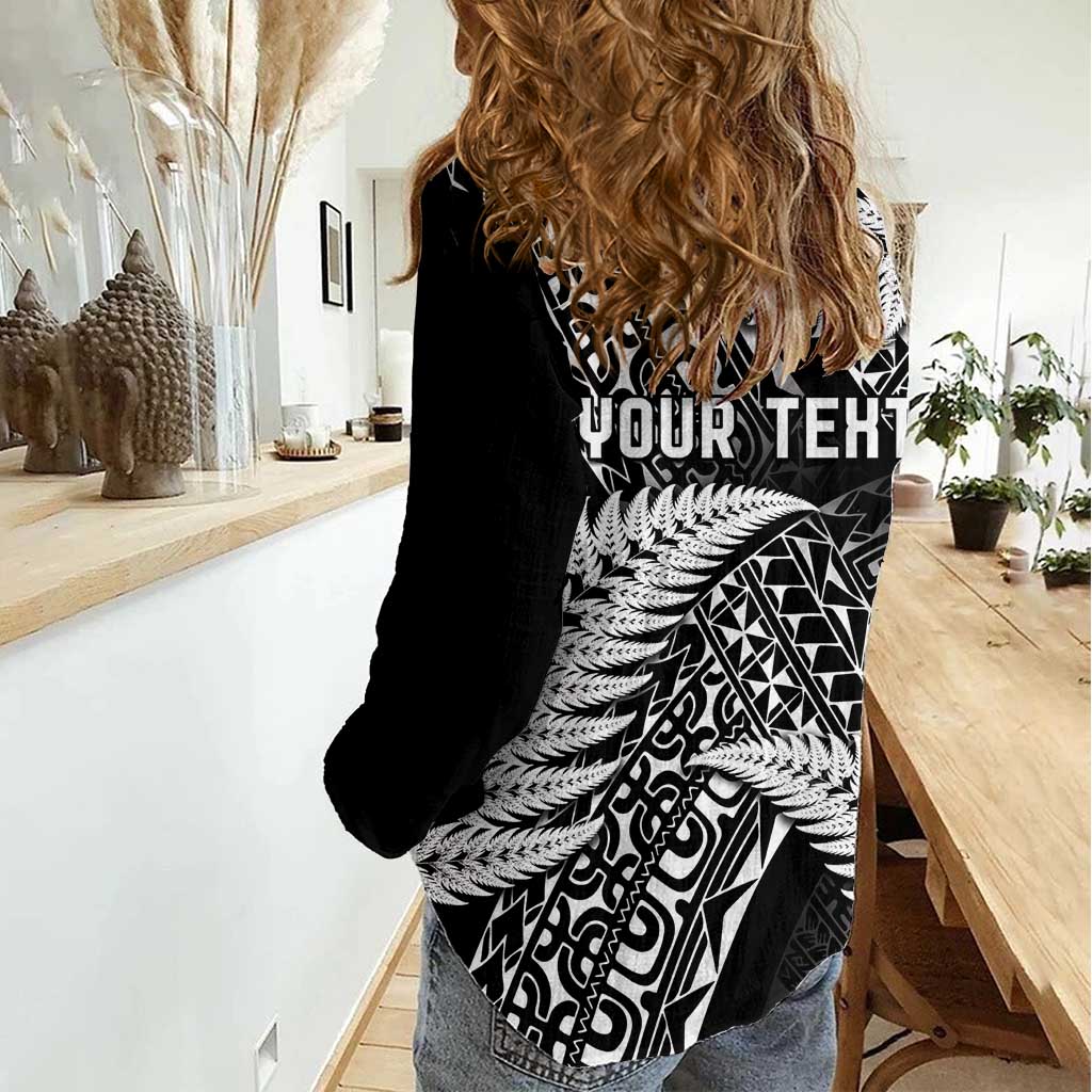 New Zealand Rugby Pacific Personalised Women Casual Shirt All Black Maori Pasifika Fern Pattern