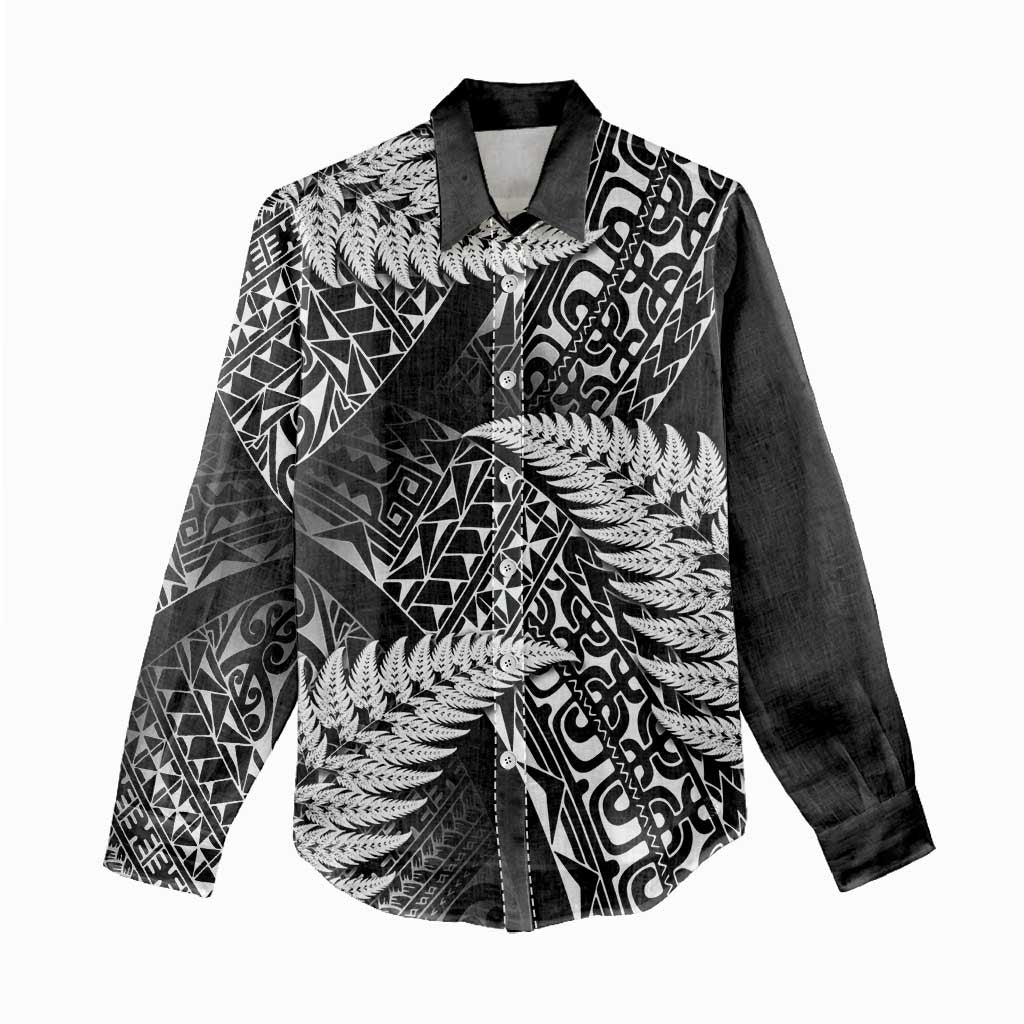 New Zealand Rugby Pacific Personalised Women Casual Shirt All Black Maori Pasifika Fern Pattern