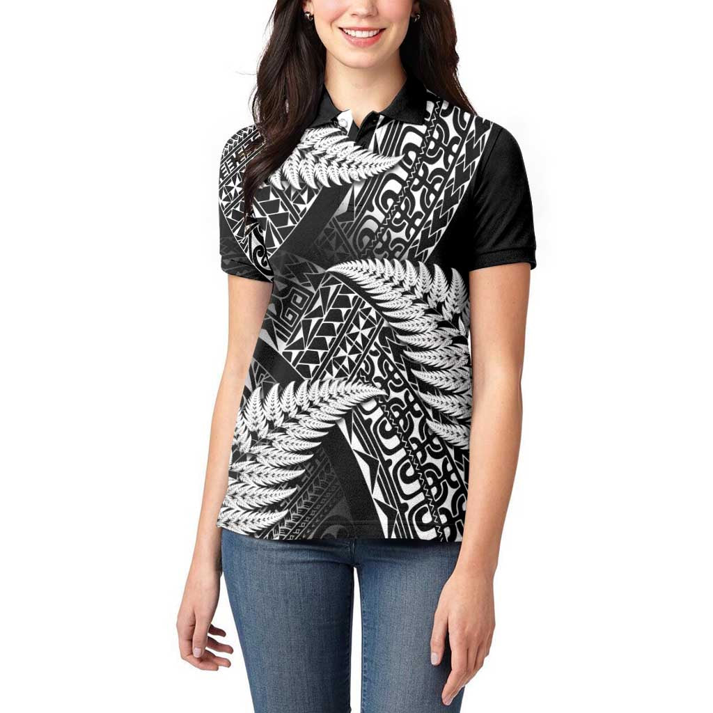 New Zealand Rugby Pacific Personalised Women Polo Shirt All Black Maori Pasifika Fern Pattern LT9 - Polynesian Pride