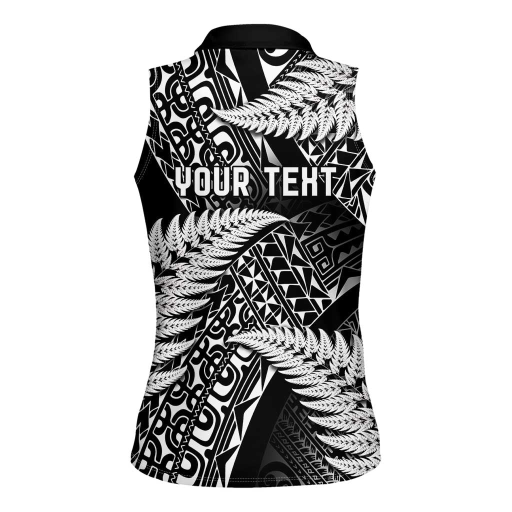 New Zealand Rugby Pacific Personalised Women Sleeveless Polo Shirt All Black Maori Pasifika Fern Pattern LT9 - Polynesian Pride