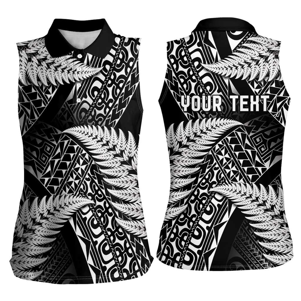 New Zealand Rugby Pacific Personalised Women Sleeveless Polo Shirt All Black Maori Pasifika Fern Pattern LT9 - Polynesian Pride