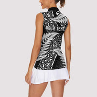 New Zealand Rugby Pacific Personalised Women Sleeveless Polo Shirt All Black Maori Pasifika Fern Pattern LT9 - Polynesian Pride