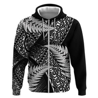 New Zealand Rugby Pacific Personalised Zip Hoodie All Black Maori Pasifika Fern Pattern LT9 Zip Hoodie Black - Polynesian Pride