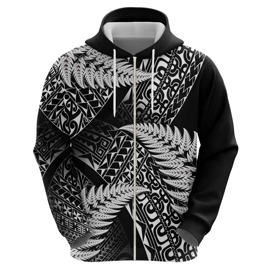 New Zealand Rugby Pacific Personalised Zip Hoodie All Black Maori Pasifika Fern Pattern LT9 - Polynesian Pride