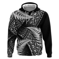 New Zealand Rugby Pacific Personalised Zip Hoodie All Black Maori Pasifika Fern Pattern LT9 Pullover Hoodie Black - Polynesian Pride