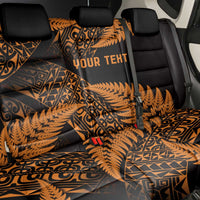 New Zealand Rugby Pacific Personalised Back Car Seat Cover All Gold Maori Pasifika Fern Pattern LT9 - Polynesian Pride