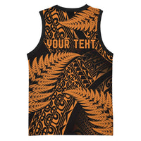New Zealand Rugby Pacific Personalised Basketball Jersey All Gold Maori Pasifika Fern Pattern LT9 - Polynesian Pride