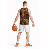 New Zealand Rugby Pacific Personalised Basketball Jersey All Gold Maori Pasifika Fern Pattern LT9 - Polynesian Pride