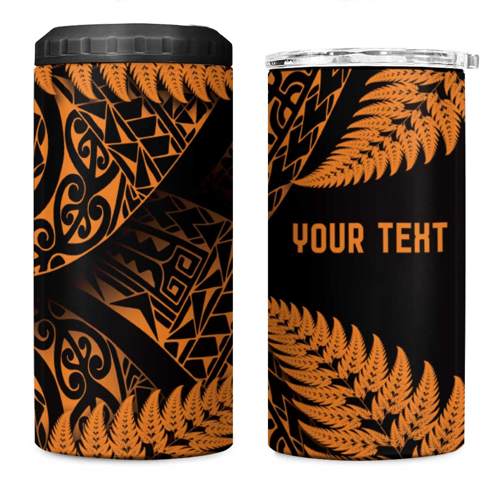 New Zealand Rugby Pacific Personalised 4 in 1 Can Cooler Tumbler All Gold Maori Pasifika Fern Pattern LT9 One Size: 16 oz Gold - Polynesian Pride