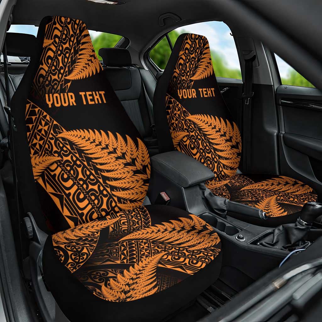 New Zealand Rugby Pacific Personalised Car Seat Cover All Gold Maori Pasifika Fern Pattern LT9 One Size Gold - Polynesian Pride