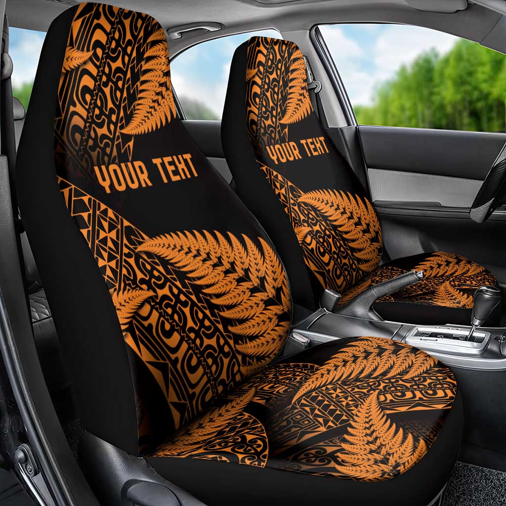 New Zealand Rugby Pacific Personalised Car Seat Cover All Gold Maori Pasifika Fern Pattern LT9 - Polynesian Pride