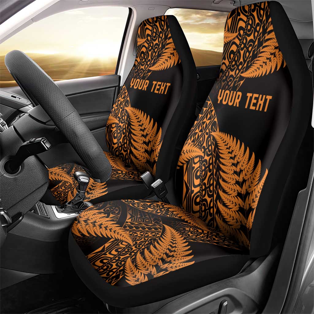 New Zealand Rugby Pacific Personalised Car Seat Cover All Gold Maori Pasifika Fern Pattern LT9 - Polynesian Pride