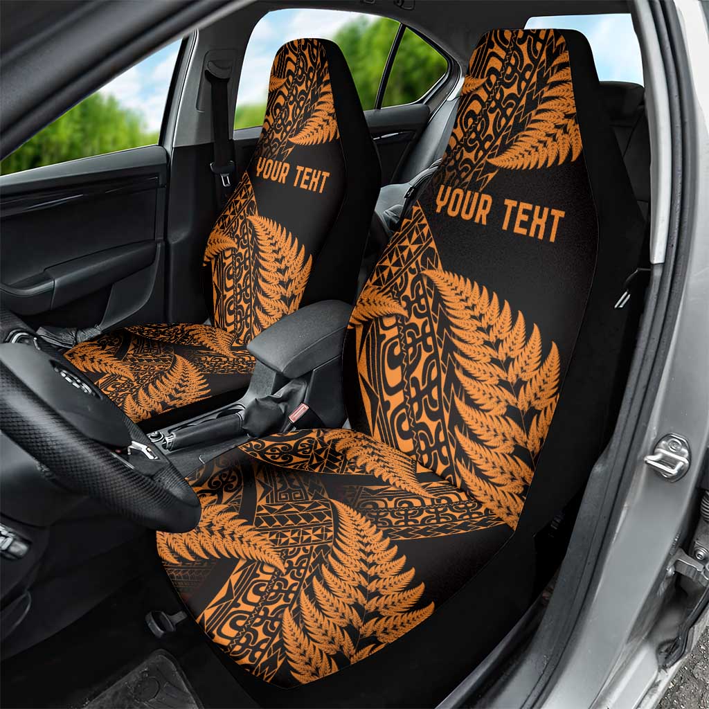 New Zealand Rugby Pacific Personalised Car Seat Cover All Gold Maori Pasifika Fern Pattern LT9 - Polynesian Pride