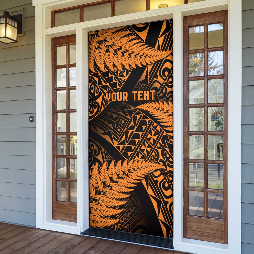 New Zealand Rugby Pacific Personalised Door Cover All Gold Maori Pasifika Fern Pattern LT9 - Polynesian Pride