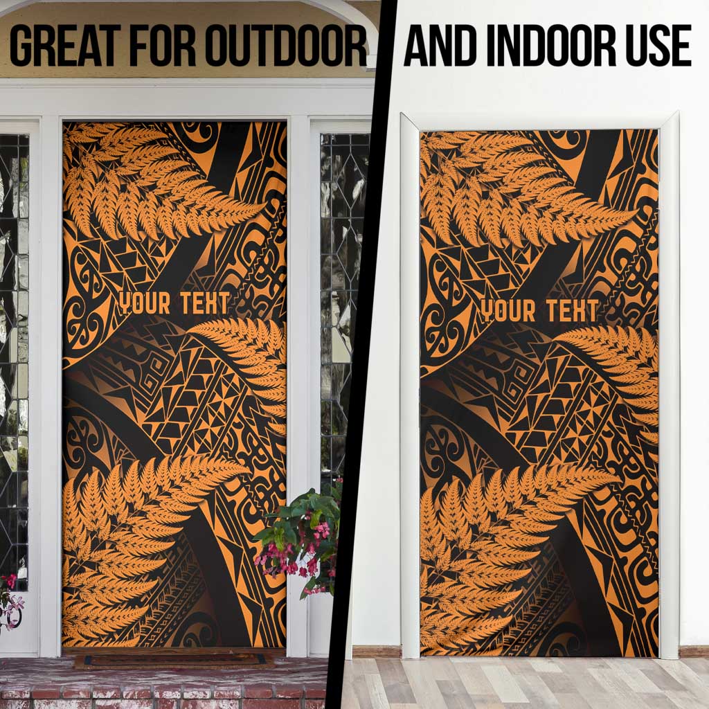 New Zealand Rugby Pacific Personalised Door Cover All Gold Maori Pasifika Fern Pattern LT9 - Polynesian Pride