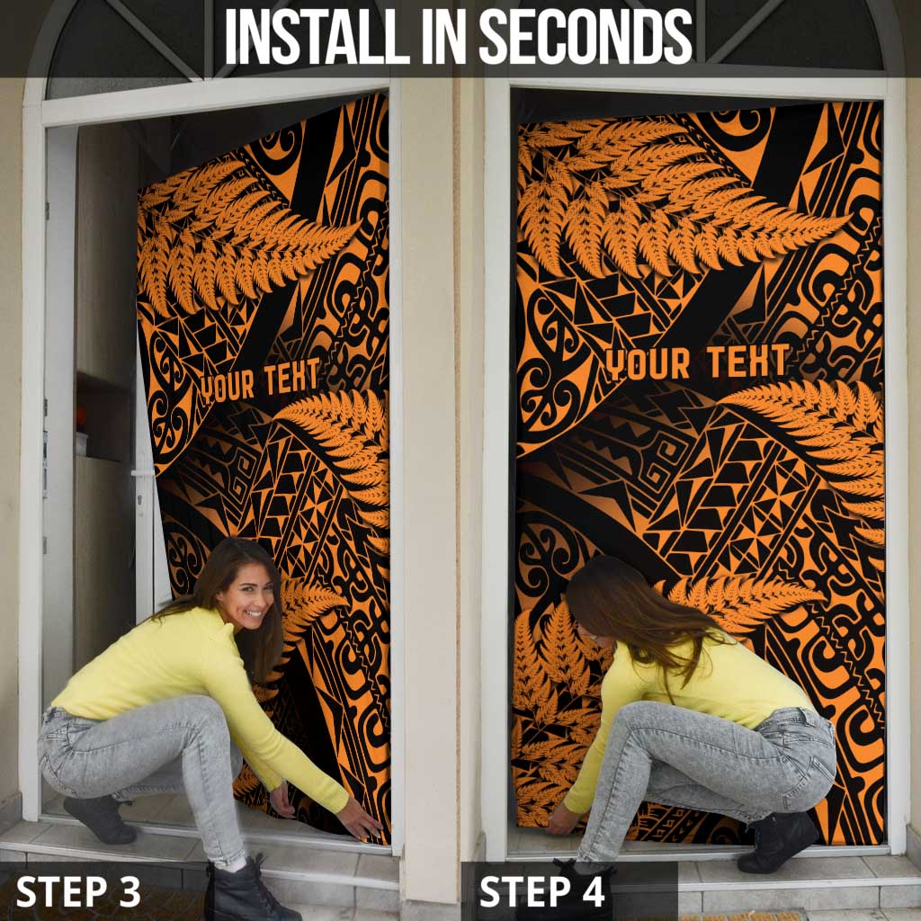 New Zealand Rugby Pacific Personalised Door Cover All Gold Maori Pasifika Fern Pattern LT9 - Polynesian Pride
