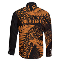New Zealand Rugby Pacific Personalised Family Matching Long Sleeve Bodycon Dress and Hawaiian Shirt All Gold Maori Pasifika Fern Pattern LT9 - Polynesian Pride