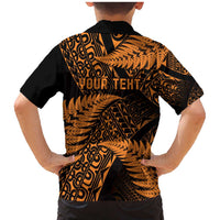 New Zealand Rugby Pacific Personalised Family Matching Mermaid Dress and Hawaiian Shirt All Gold Maori Pasifika Fern Pattern LT9 - Polynesian Pride