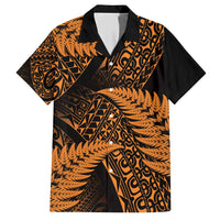New Zealand Rugby Pacific Personalised Family Matching Short Sleeve Bodycon Dress and Hawaiian Shirt All Gold Maori Pasifika Fern Pattern LT9 Dad's Shirt - Short Sleeve Gold - Polynesian Pride