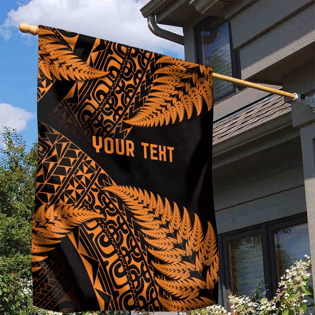 New Zealand Rugby Pacific Personalised Garden Flag All Gold Maori Pasifika Fern Pattern LT9 - Polynesian Pride