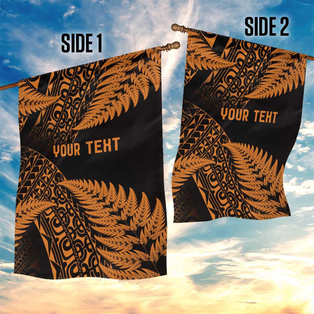 New Zealand Rugby Pacific Personalised Garden Flag All Gold Maori Pasifika Fern Pattern LT9 - Polynesian Pride