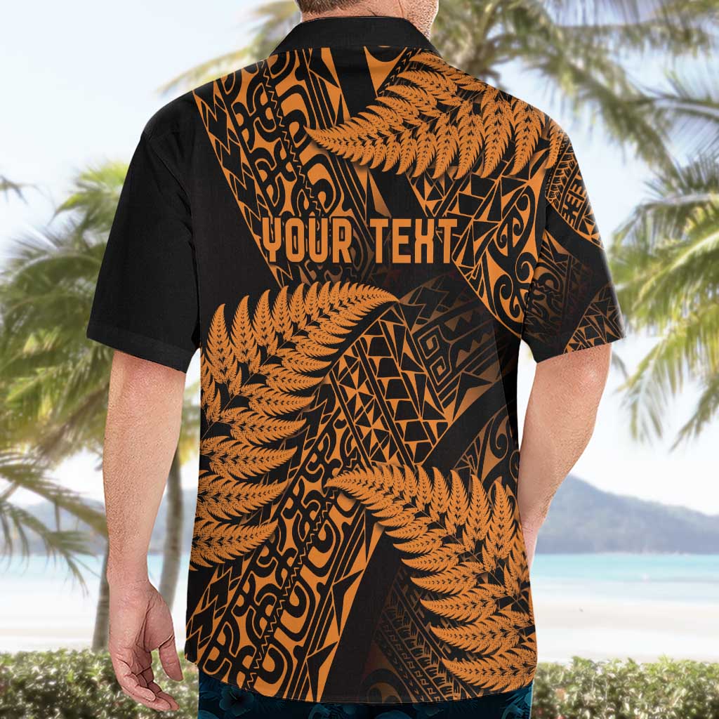 New Zealand Rugby Pacific Personalised Hawaiian Shirt All Gold Maori Pasifika Fern Pattern LT9 - Polynesian Pride
