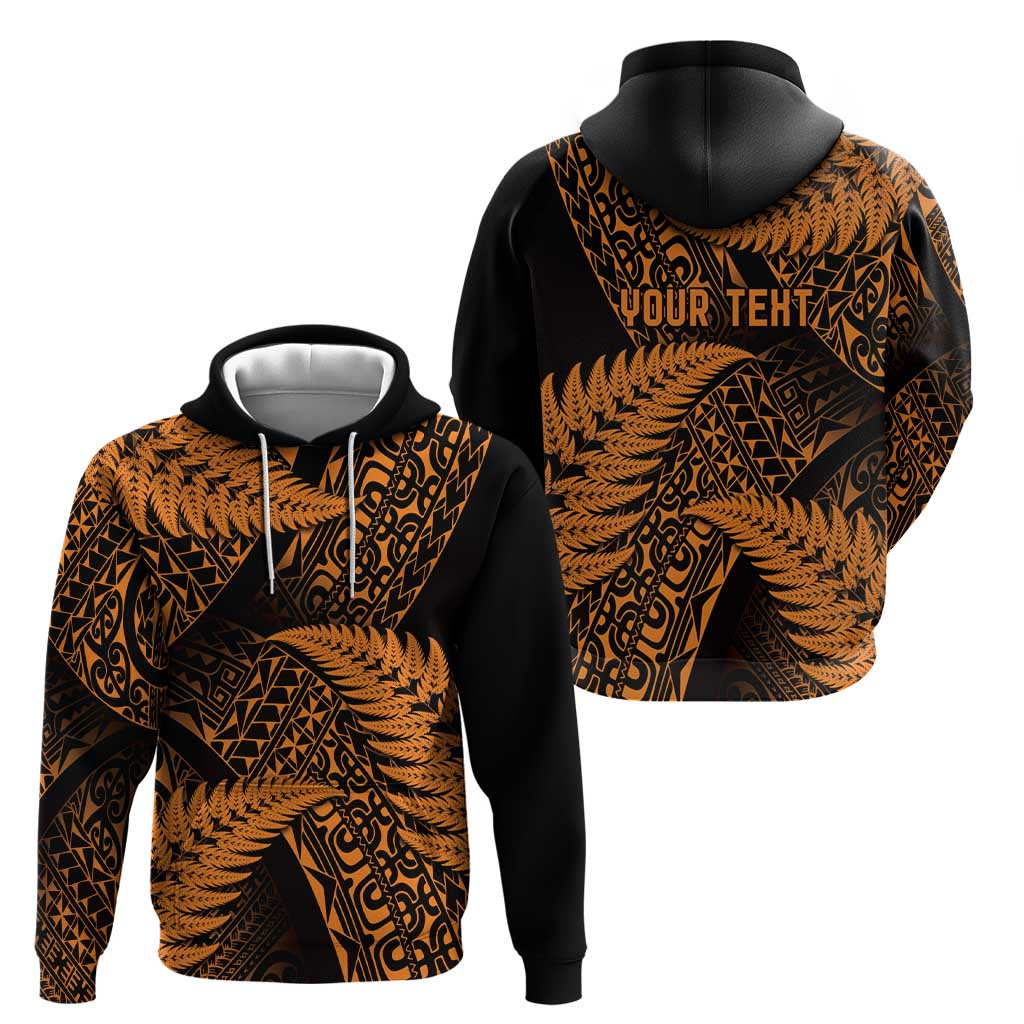 New Zealand Rugby Pacific Personalised Hoodie All Gold Maori Pasifika Fern Pattern LT9 - Polynesian Pride
