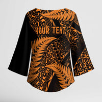 New Zealand Rugby Pacific Personalised Kimono Sleeve Blouse All Gold Maori Pasifika Fern Pattern LT9 - Polynesian Pride