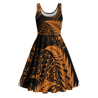 New Zealand Rugby Pacific Personalised Midi Dress All Gold Maori Pasifika Fern Pattern LT9 Gold - Polynesian Pride