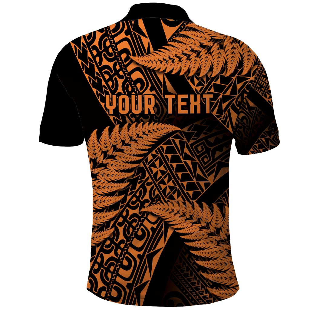 New Zealand Rugby Pacific Personalised Polo Shirt All Gold Maori Pasifika Fern Pattern LT9 - Polynesian Pride