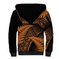 New Zealand Rugby Pacific Personalised Sherpa Hoodie All Gold Maori Pasifika Fern Pattern LT9 - Polynesian Pride