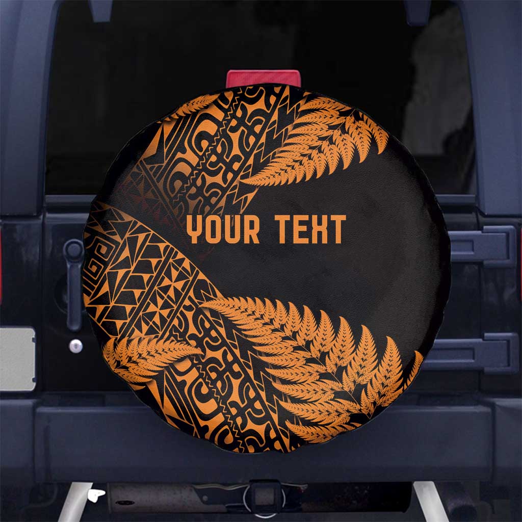 New Zealand Rugby Pacific Personalised Spare Tire Cover All Gold Maori Pasifika Fern Pattern LT9 No hole Gold - Polynesian Pride
