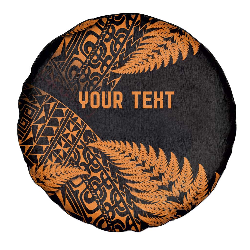 New Zealand Rugby Pacific Personalised Spare Tire Cover All Gold Maori Pasifika Fern Pattern LT9 - Polynesian Pride