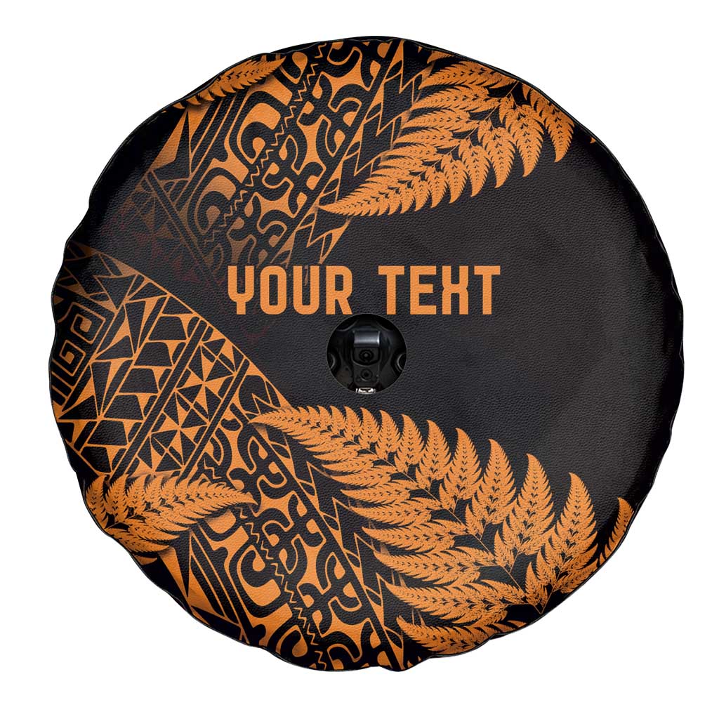 New Zealand Rugby Pacific Personalised Spare Tire Cover All Gold Maori Pasifika Fern Pattern LT9 - Polynesian Pride