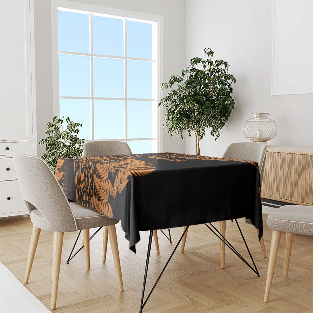 New Zealand Rugby Pacific Personalised Tablecloth All Gold Maori Pasifika Fern Pattern