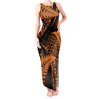 New Zealand Rugby Pacific Personalised Tank Maxi Dress All Gold Maori Pasifika Fern Pattern LT9 Women Gold - Polynesian Pride