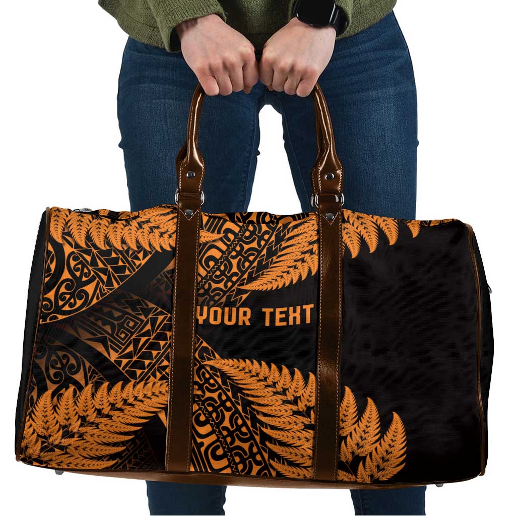 New Zealand Rugby Pacific Personalised Travel Bag All Gold Maori Pasifika Fern Pattern LT9 Gold - Polynesian Pride