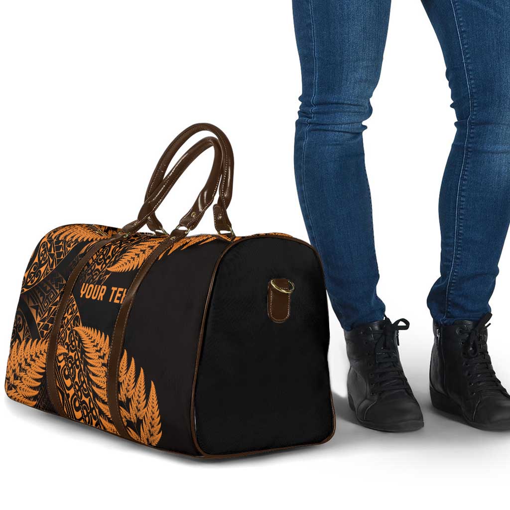 New Zealand Rugby Pacific Personalised Travel Bag All Gold Maori Pasifika Fern Pattern LT9 - Polynesian Pride