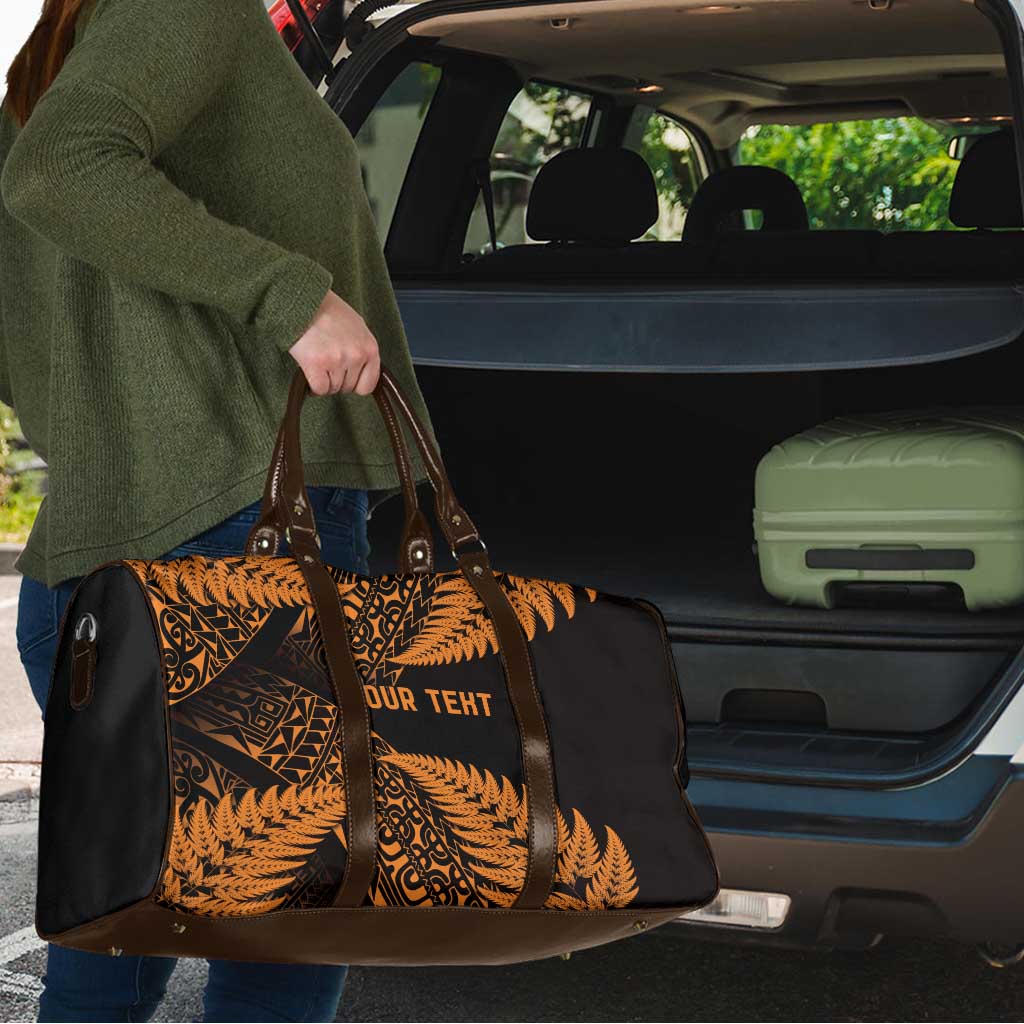 New Zealand Rugby Pacific Personalised Travel Bag All Gold Maori Pasifika Fern Pattern LT9 - Polynesian Pride