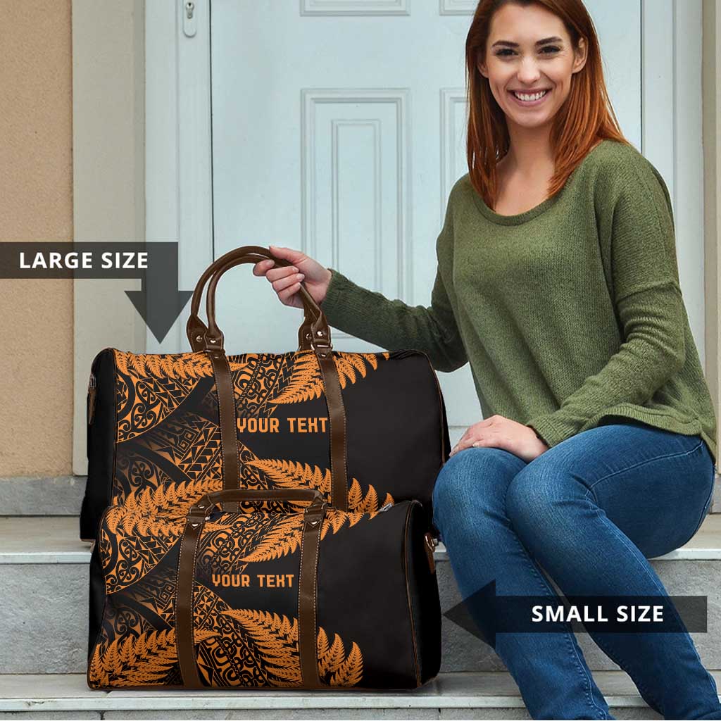 New Zealand Rugby Pacific Personalised Travel Bag All Gold Maori Pasifika Fern Pattern LT9 - Polynesian Pride