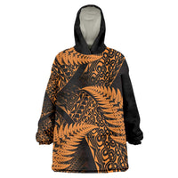 New Zealand Rugby Pacific Personalised Wearable Blanket Hoodie All Gold Maori Pasifika Fern Pattern LT9 One Size Gold - Polynesian Pride