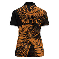New Zealand Rugby Pacific Personalised Women Polo Shirt All Gold Maori Pasifika Fern Pattern LT9 - Polynesian Pride