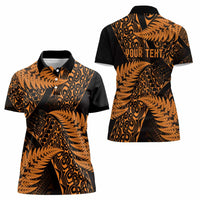 New Zealand Rugby Pacific Personalised Women Polo Shirt All Gold Maori Pasifika Fern Pattern LT9 - Polynesian Pride