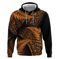 New Zealand Rugby Pacific Personalised Zip Hoodie All Gold Maori Pasifika Fern Pattern LT9 Pullover Hoodie Gold - Polynesian Pride