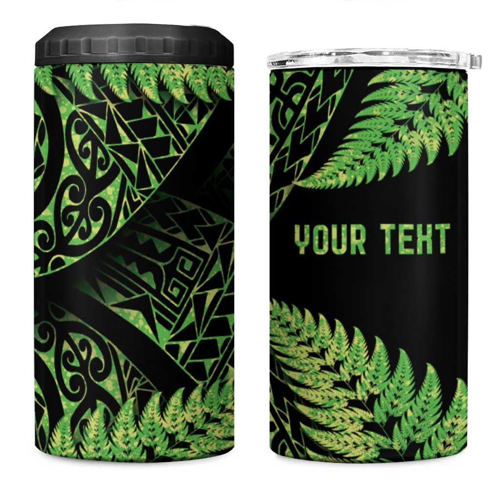 New Zealand Rugby Pacific Personalised 4 in 1 Can Cooler Tumbler All Lime Maori Pasifika Fern Pattern LT9 One Size: 16 oz Lime - Polynesian Pride