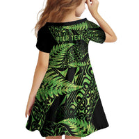 New Zealand Rugby Pacific Personalised Family Matching Long Sleeve Bodycon Dress and Hawaiian Shirt All Lime Maori Pasifika Fern Pattern LT9 - Polynesian Pride