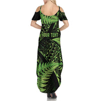 New Zealand Rugby Pacific Personalised Family Matching Summer Maxi Dress and Hawaiian Shirt All Lime Maori Pasifika Fern Pattern LT9 - Polynesian Pride